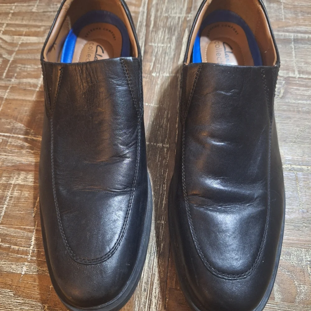 Clark's Collection Men’s Size 9.5  Shoes Black Leather Extreme‎ Comfort SlipOn